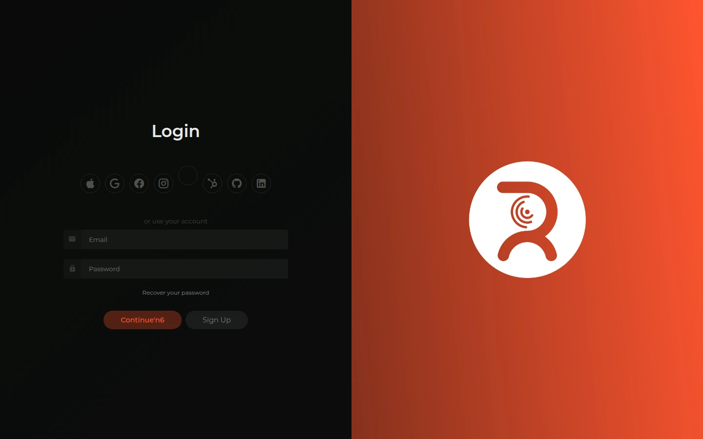 Login page in Shady, RKHM desktop screenshot